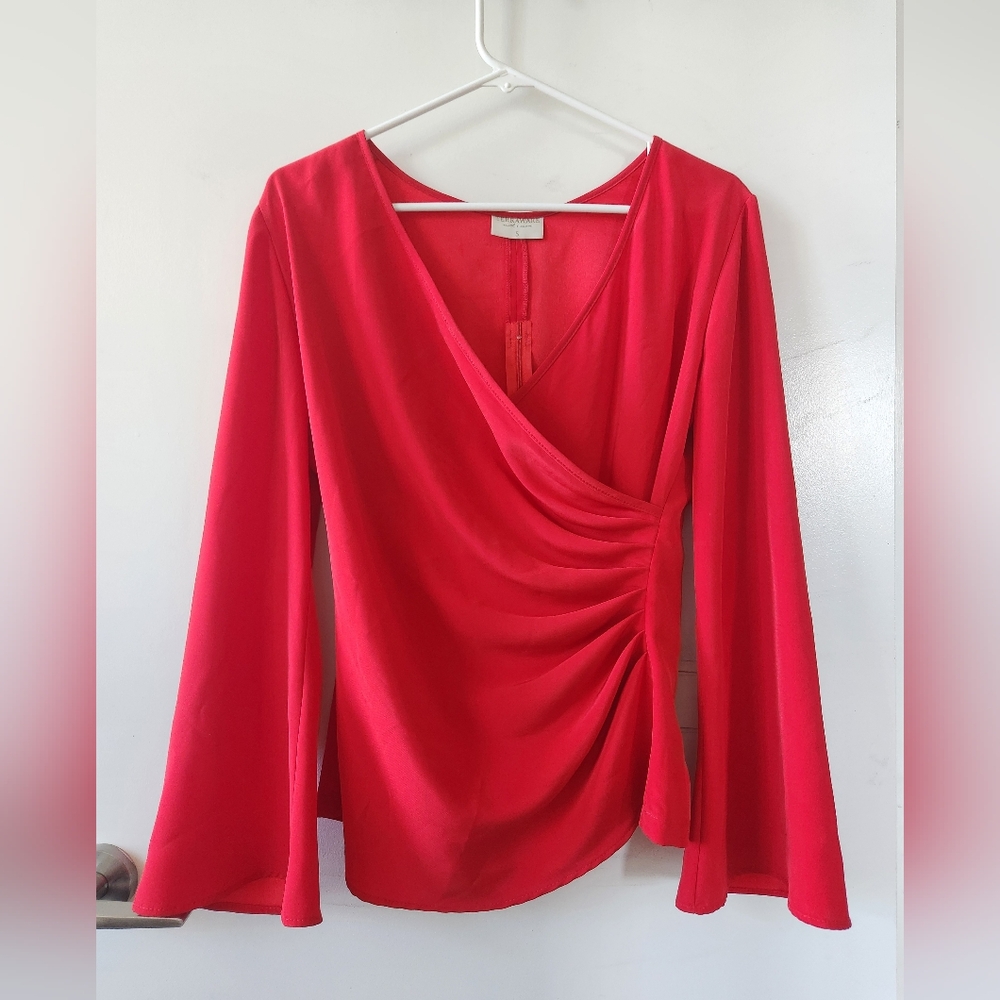 Deep Red Terraware Blouse With Skirt